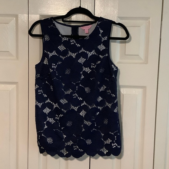 Lilly Pulitzer “Iona” Navy Top SZ S - Picture 3 of 11